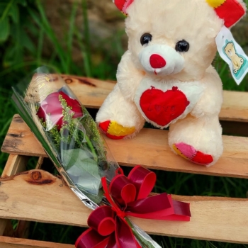 Botão rosa enfeitado com urso