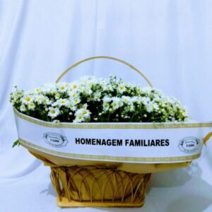 Cesto fúnebre simples com duas flores